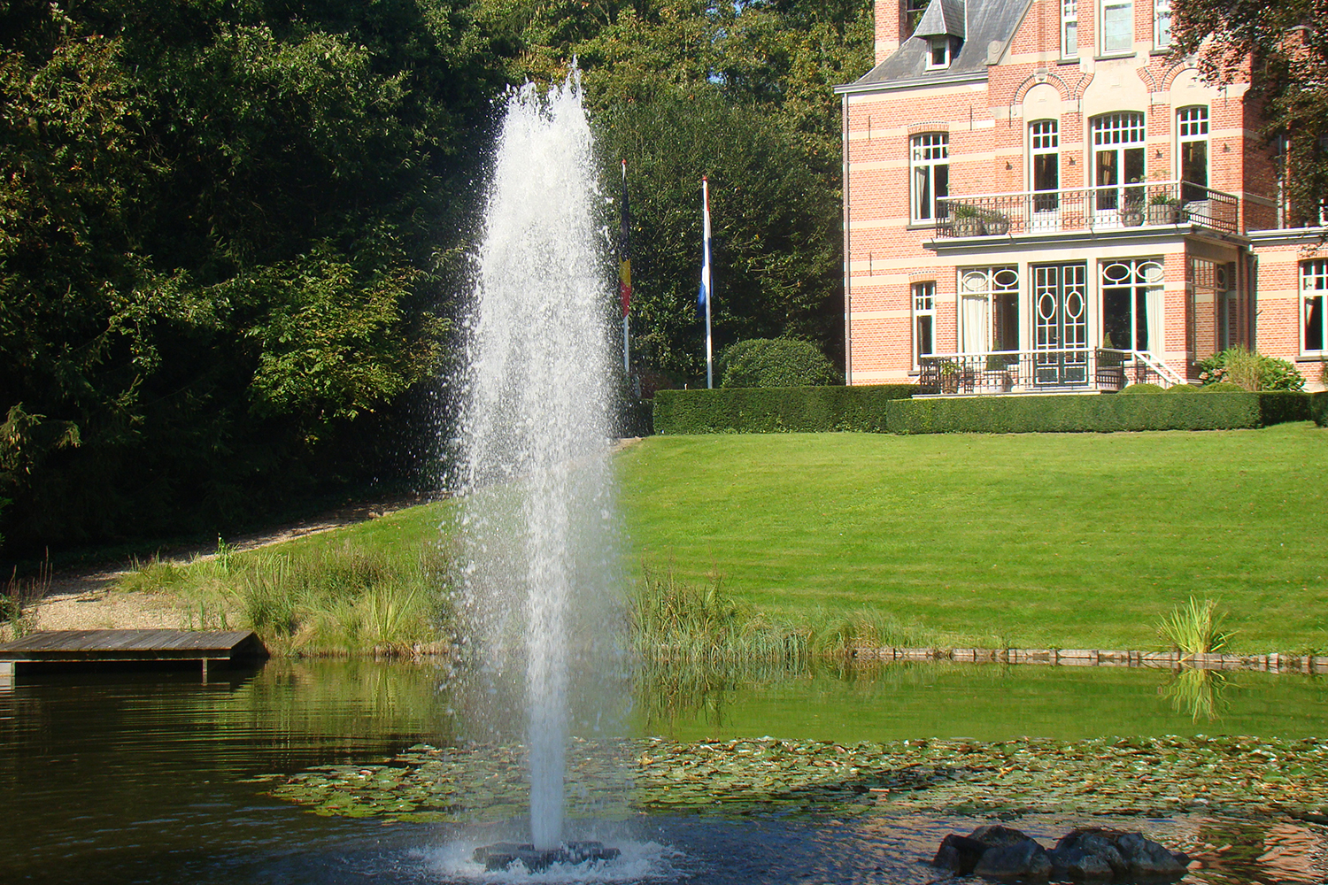 One of Otterbine's Comet Aerating Fountains in a small pond