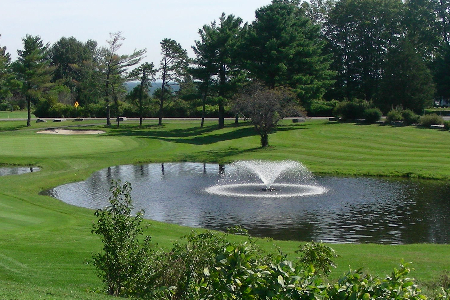 An Otterbine Sunburst Aerating Fountain in a golf course