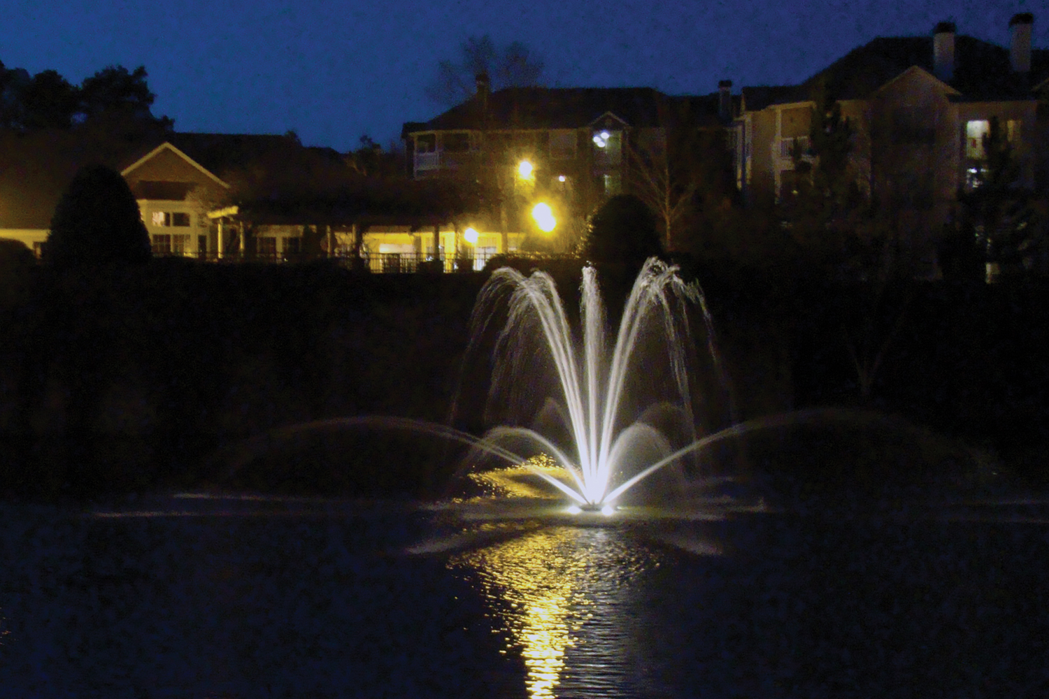 One of Otterbine's Genesis Aerating Fountains at night